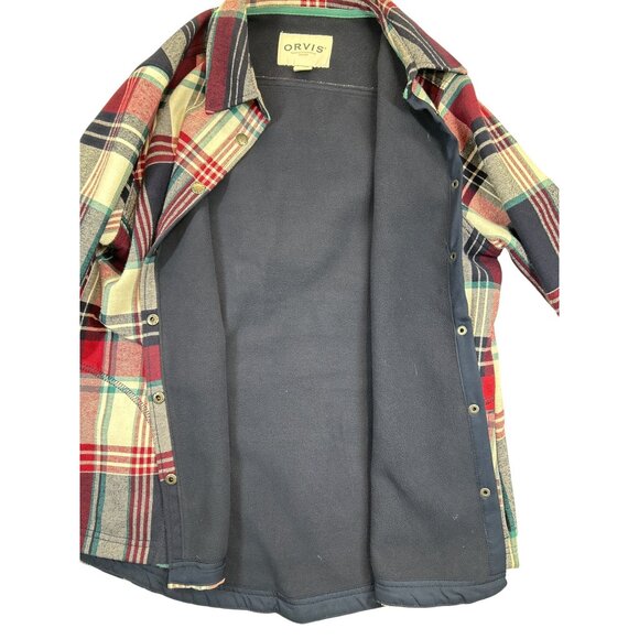 Orvis Flannel Shirt Womens Large Blue Red Plaid Shacket Lined - Picture 3 of 10